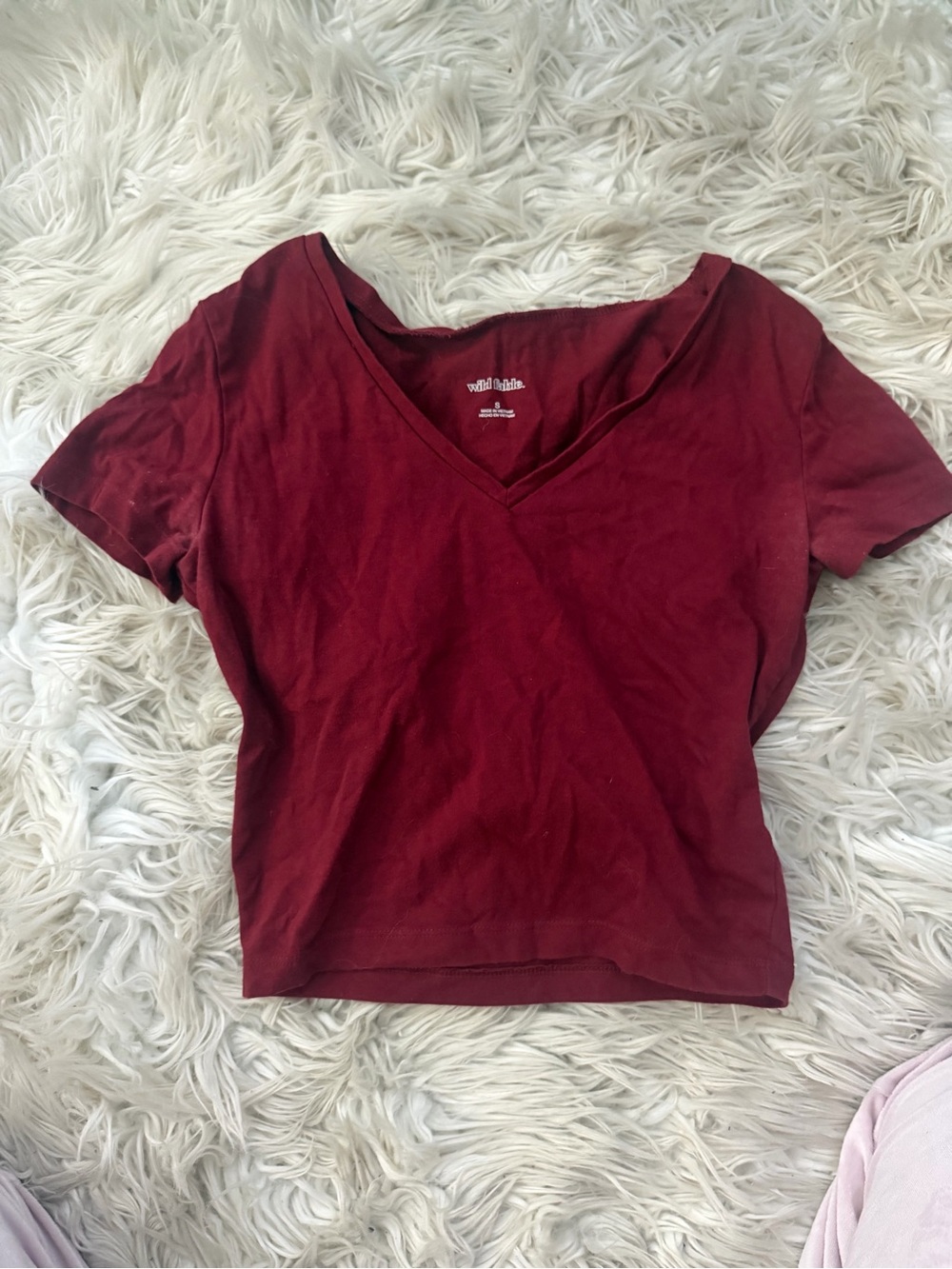 wild fable Deep Red V-Neck Short Sleeve Tee